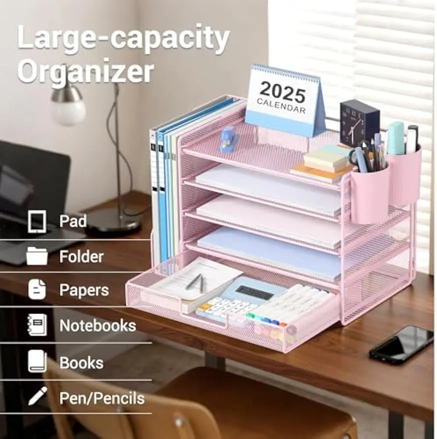 5-Tier Desk Organizer with Drawer & Pen Holder