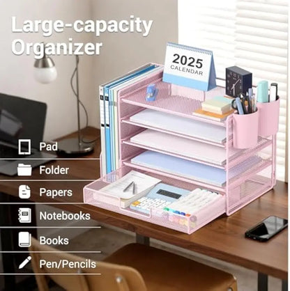 5-Tier Desk Organizer with Drawer & Pen Holder