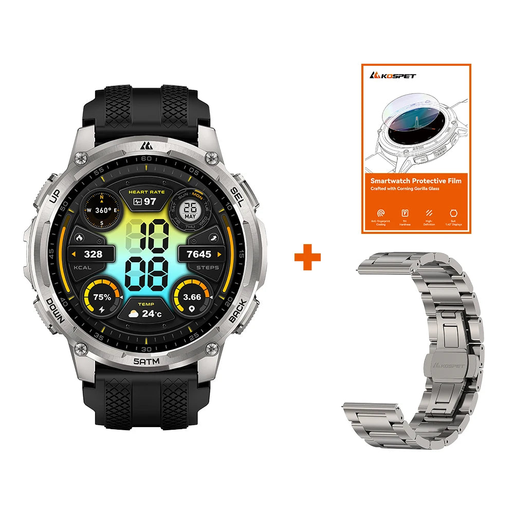 Men’s Smartwatch Outdoor Rugged Watch with Flashlight, Dual‑Band GPS, Fitness & Health Tracker