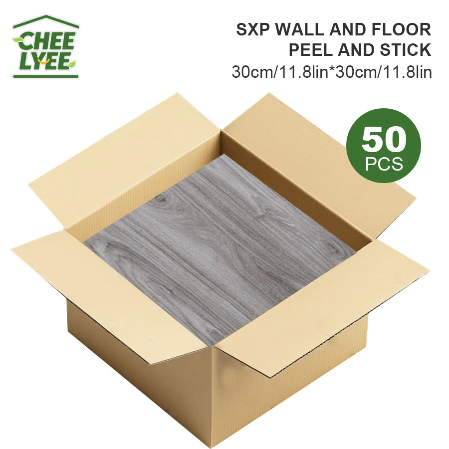 50pcs SXP Floor and Wall Tiles Peel and Stick 11.81x11.81in Self-Adhesive Applies to any Indoor Surface