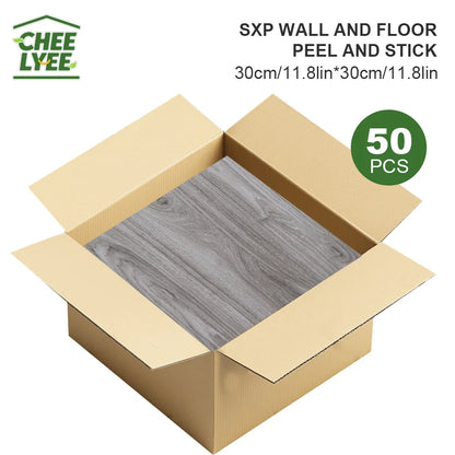 50pcs SXP Floor and Wall Tiles Peel and Stick 11.81x11.81in Self-Adhesive Applies to any Indoor Surface