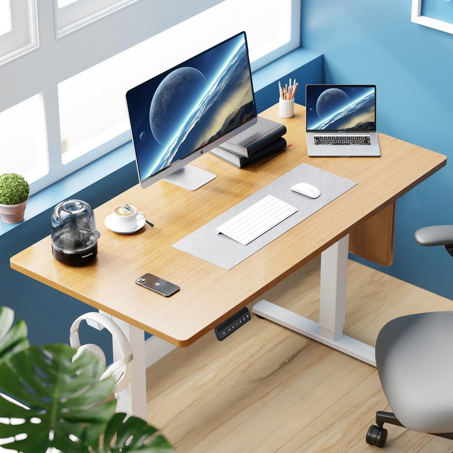 Electric Standing Desk - Height Adjustable 40x24 Inch Stand Up Sit Down Ergonomic Workstation