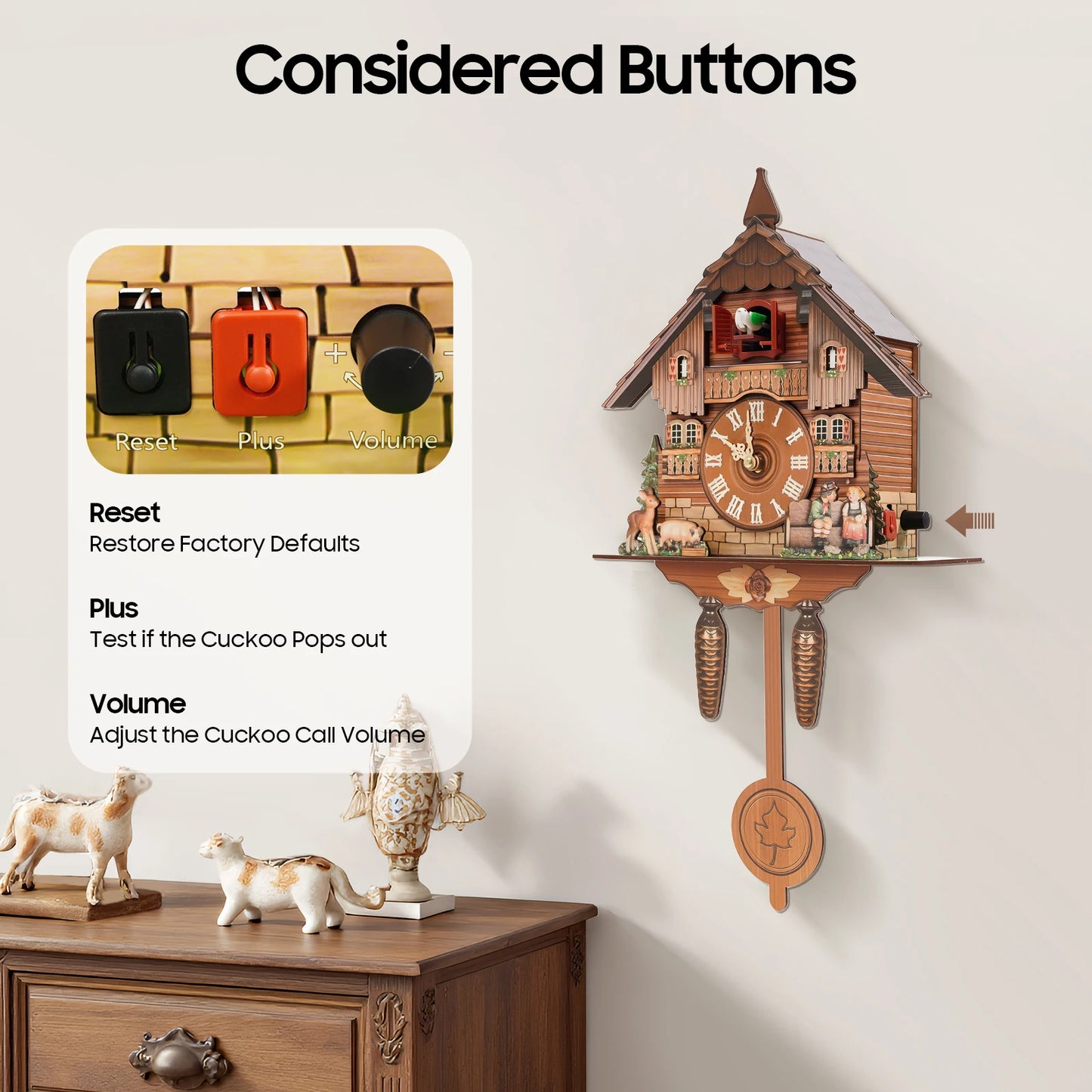 Wall Mount Wooden Cuckoo Clock