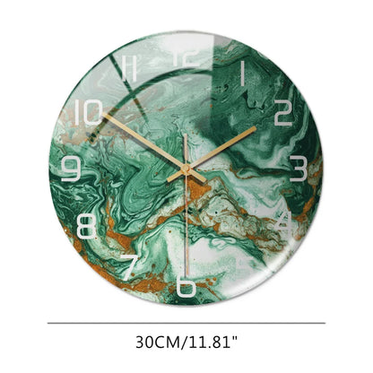Luxury 3D Acrylic Black and Gold Marble Pattern Wall Adhesive Clock With Metal Needles Decor