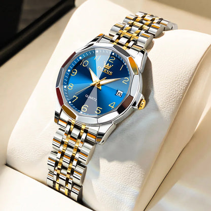 Ladies Waterproof Stainless Steel Luminous Dial and Date Quartz Watch