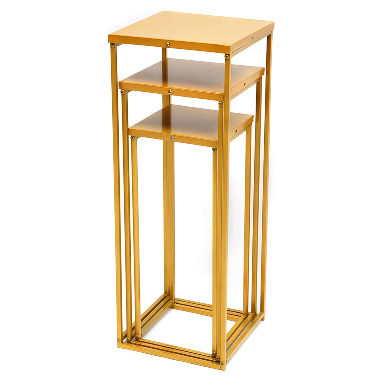 Set of 3 Metal Square Plant Stand Gold/Black Flower Holder For Living Room Wedding Decor