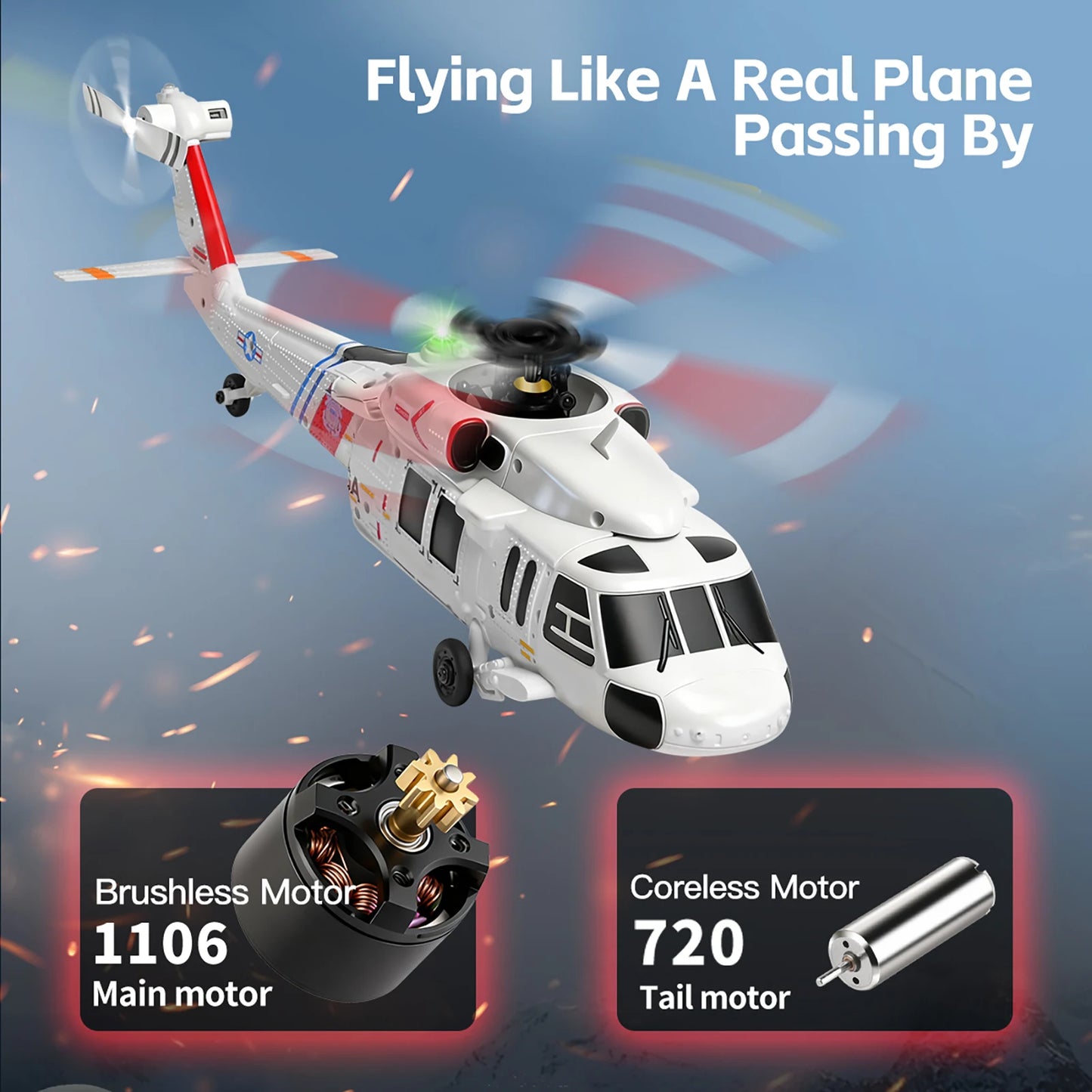 Remote Controlled Helicopter 2.4Ghz 4CH RC Helicopter Heli 6-Axis Gyroscope Optical Flow Position