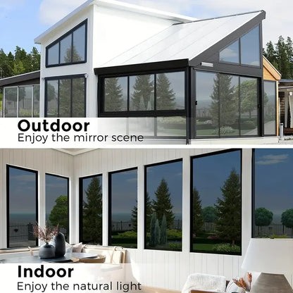 One Way Mirror Window Film, 23" x 118" Anti UV Non-Adhesive Static Cling