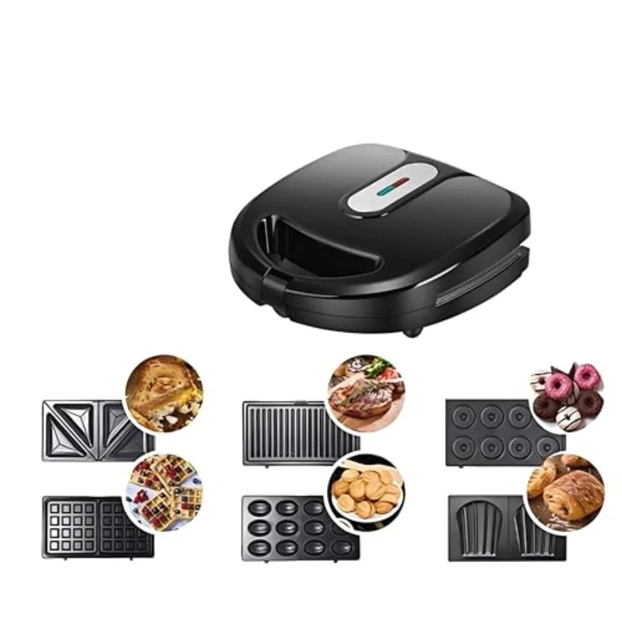 6 in 1 Waffle Maker With Removable Plates