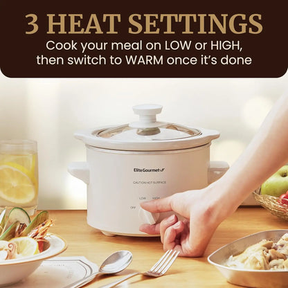 Electric Slow Cooker with Ceramic Pot, Adjustable Temp for Entrees, Sauces, Stews & Dips, Dishwasher Safe With Glass Lid
