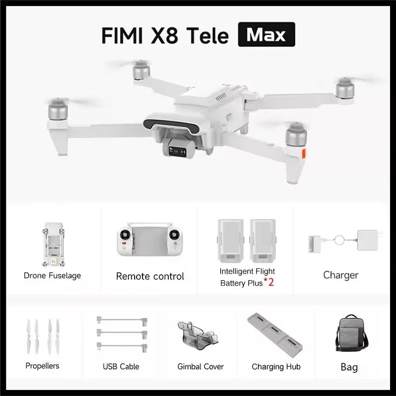 RC Quadcopter Tele Max 4K Professional Drone 3-Axis Gimbal with Wide-Angle 30x Hybrid Zoom AI Super Night Mode