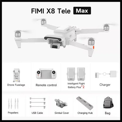 RC Quadcopter Tele Max 4K Professional Drone 3-Axis Gimbal with Wide-Angle 30x Hybrid Zoom AI Super Night Mode