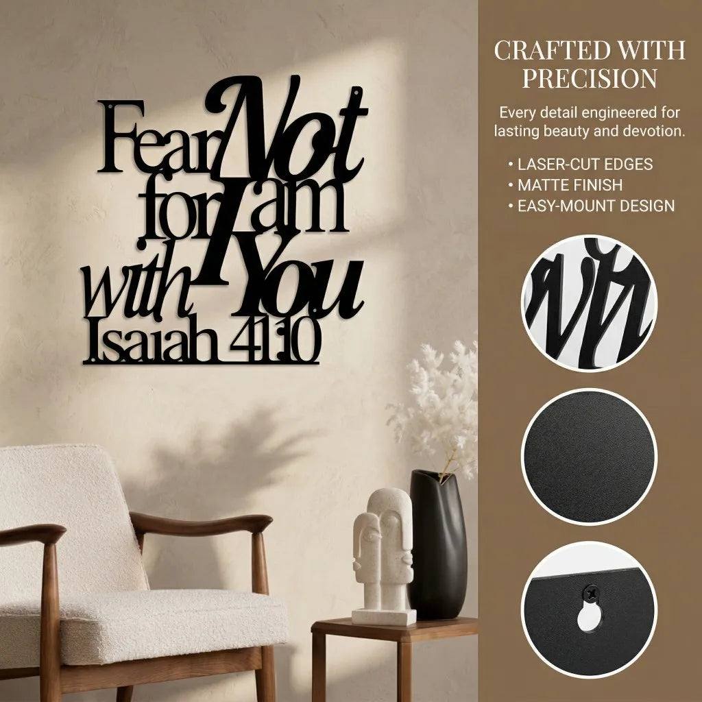 "Fear Not For I Am With You" Metal Wall Art - Isaiah 41:10 Bible Verse Decor