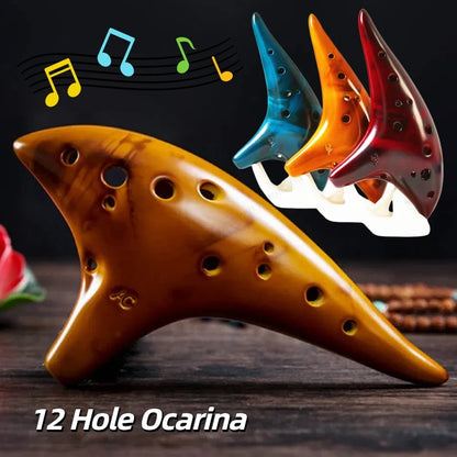 12 Hole Ocarina Ceramic Alto C Vessel Flute