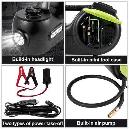 4-In-1 Electric 5T Portable Hydraulic Jack, Impact Wrench, Tire Compressor, Lifting,  and LED Light Tool