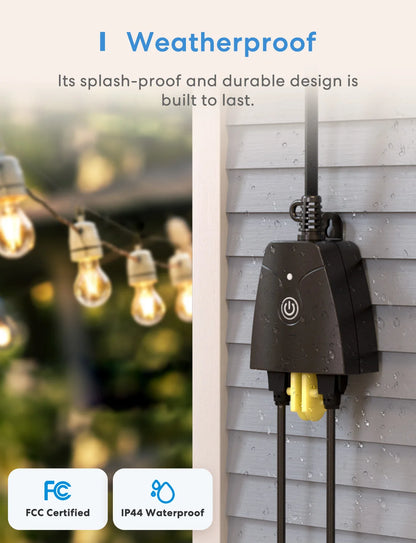 Smart Outdoor WiFi Outlet  Plug with 2 Grounded Sockets