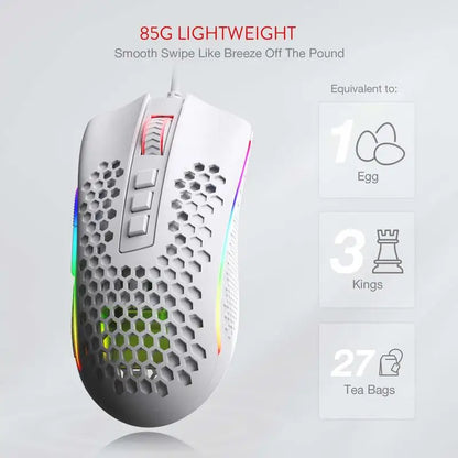 Redragon M808 Storm Lightweight RGB LED USB Gaming Mouse 12,400 DPI Optical Sensor 7 Programmable Buttons