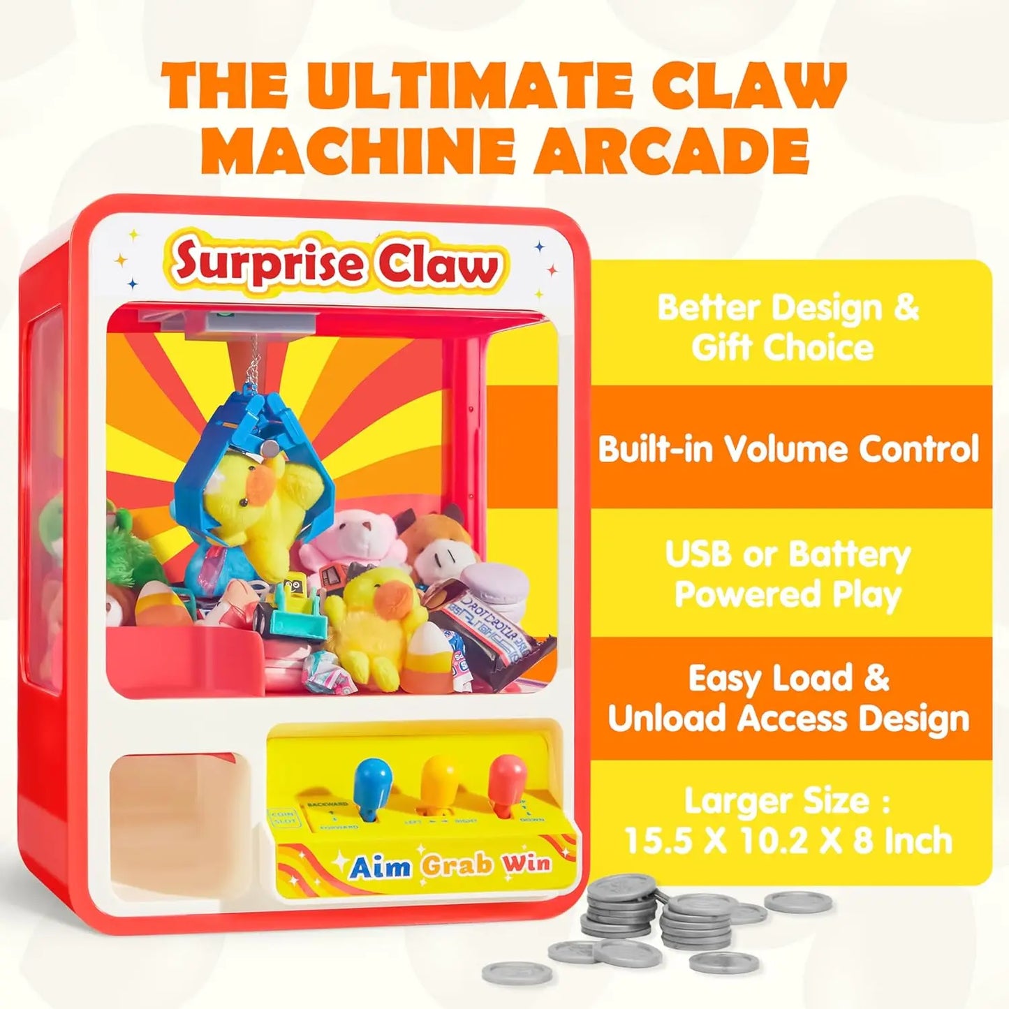 Claw Machine Arcade Toy Dispenser for Kids