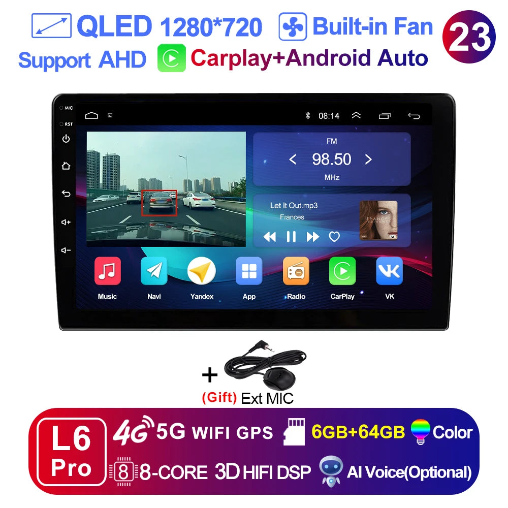 9 inch Wireless Carplay 2din Android 15 Car Radio and Multimedia Video Player