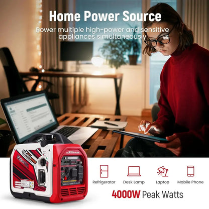 Home Backup-4000 Watt Inverter Generator With CO Alarm, RV Ready, Gas Powered, App Remote Data Monitor