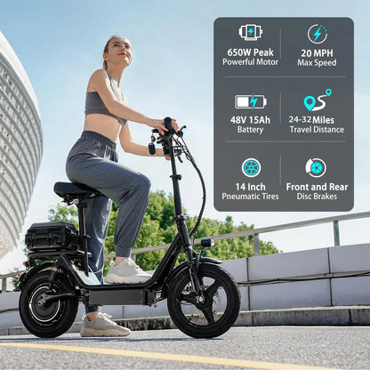 Folding electric scooter with trunk
