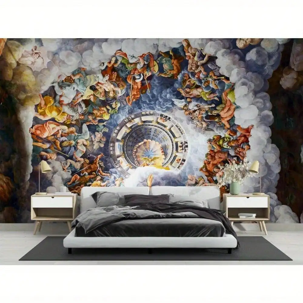 1pc Renaissance Tapestry Ceiling Fresco Art Wallpaper Greek Gods Mythology for Living Room Back-to-school season Autumn gifts