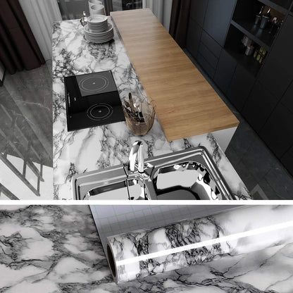 Pvc Marble Kitchen Oil-Proof, Waterproof Self-Adhesive Countertop or Cabinet Renovation Tile Stickers