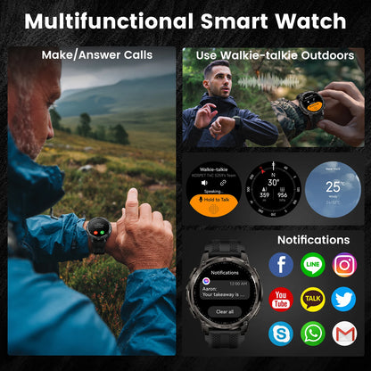 Men’s Smartwatch Outdoor Rugged Watch with Flashlight, Dual‑Band GPS, Fitness & Health Tracker