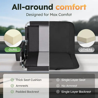 Folding Stadium Seat Bleacher Chair with Cup Holder