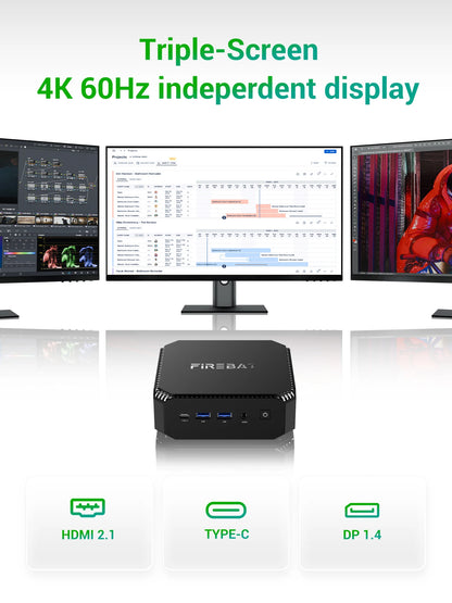Firebat A6 Mini PC AMD R7 7735HS 8-core 16-thread Computer 16GB LPDDR5 RAM 512GB SSD WiFi 6 BT5.2