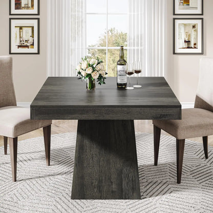 Square Dining Table for 4 with Sturdy Pedestal Base,