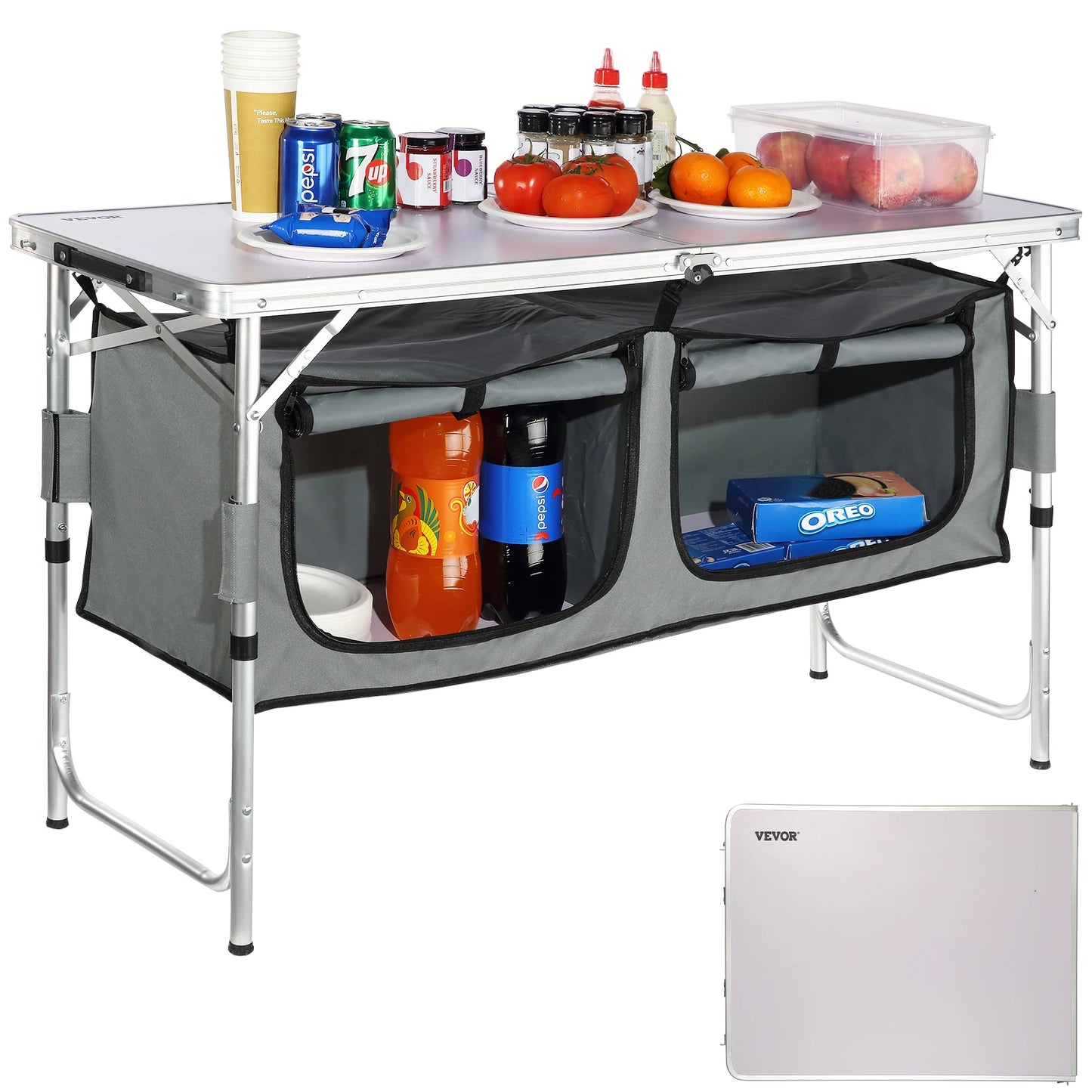 Camping Kitchen Folding Table Quick set-up MDF Camping Table for Outdoor Picnics BBQ Camping RV Traveling