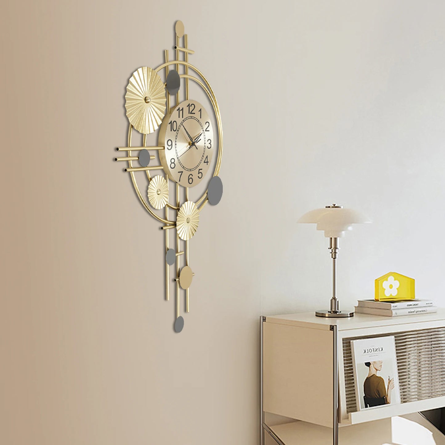 45x78cm Decorative Art Wall Clock Silent Non Ticking for Living Room, Bedroom, Kitchen, or Office