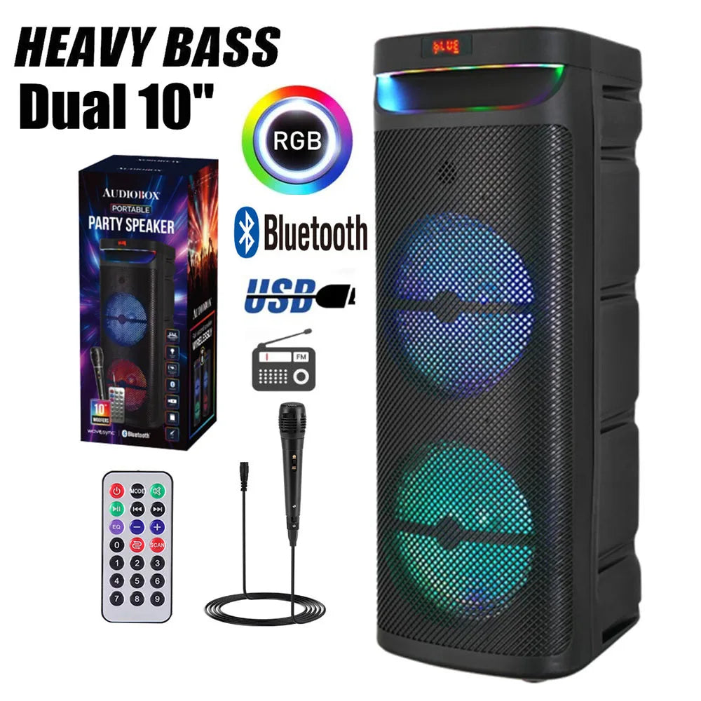 3000W Dual 10" Portable Bluetooth Party Speaker