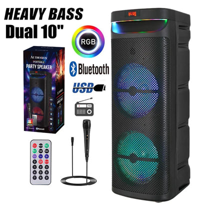 3000W Dual 10" Portable Bluetooth Party Speaker