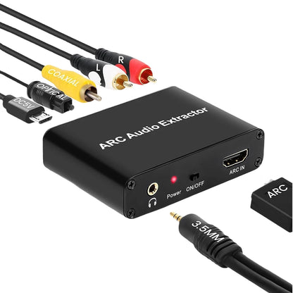 4K HDMI ARC Audio Extractor ARC To SPDIF Coaxial L/R Stereo 3.5mm Jack Audio Adapter Return Channel Converter for HDTV Amplifier