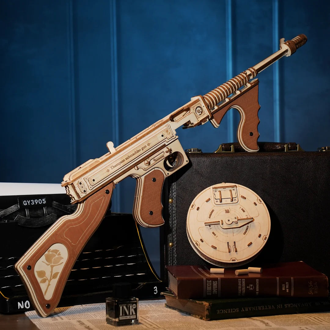 Thompson Submachine Gun 3D Wooden Puzzle for Adults and Teens
