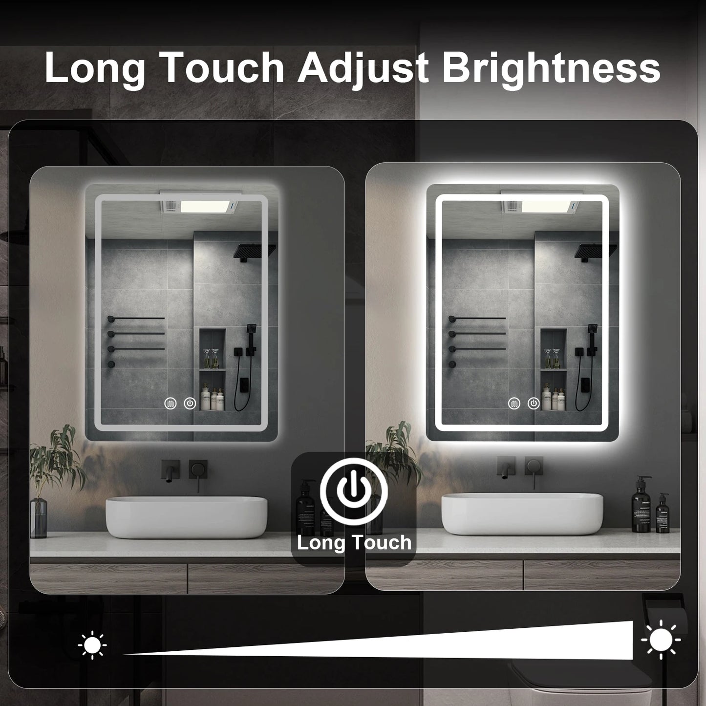 20x28 inch LED Bathroom Mirror with Backlit Lights, Fogless Makeup Mirror Wall Mounted