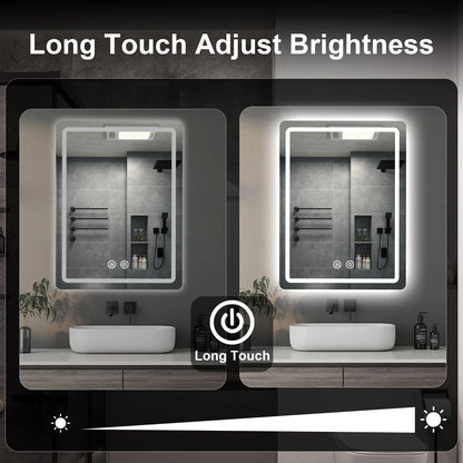 20x28 inch LED Bathroom Mirror with Backlit Lights, Fogless Makeup Mirror Wall Mounted