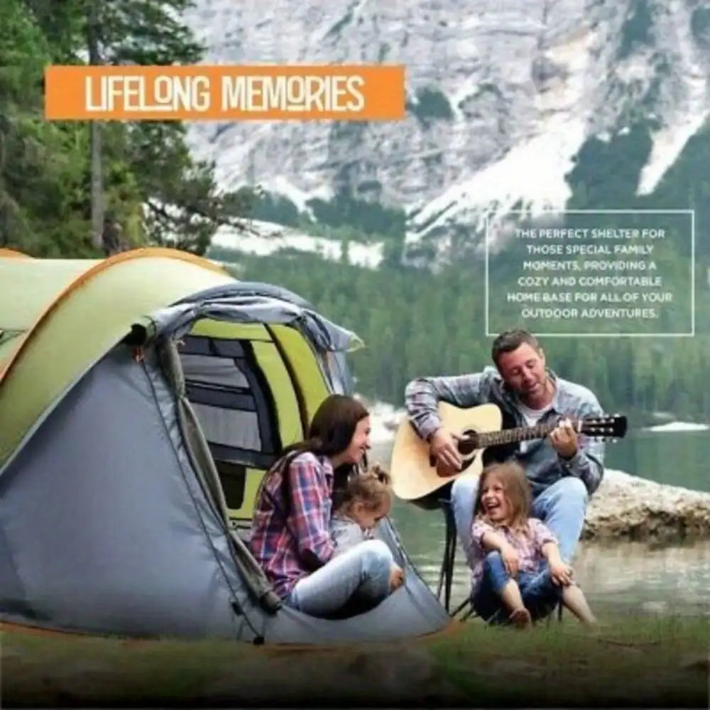 Camping Tent: 4-Person Easy Pop Up Tent with 2 Doors - UPF50+ Waterproof