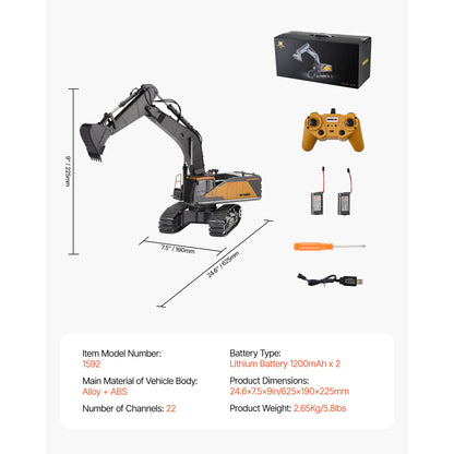 1:14 RC 22 Channel  Excavator with Shovel & Sounds