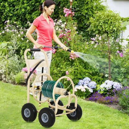 Heavy Duty Garden Hose Reel Cart with 300ft Hose Capacity