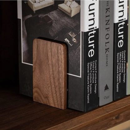 Non-slip heavy duty wooden bookends