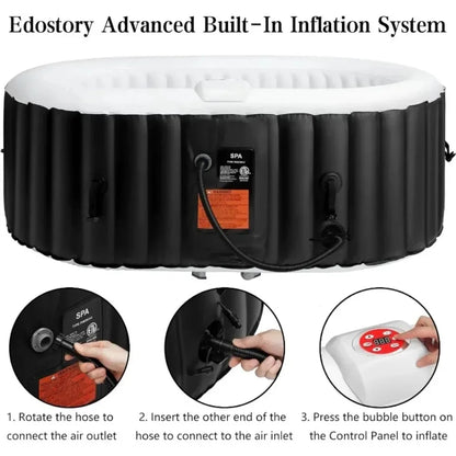 Inflatable Portable Oval Hot Tub for 2 Person with 90 Bubble Jets Cover Filter Pump Hot Tubs