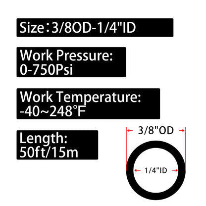 1 Pcs Black Pipe in 4 Sizes For Air Line Or Fluid Transfer