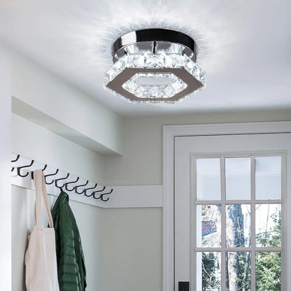 Mini Chandelier Crystal LED Ceiling Light Fixture for Hallway or Stairs