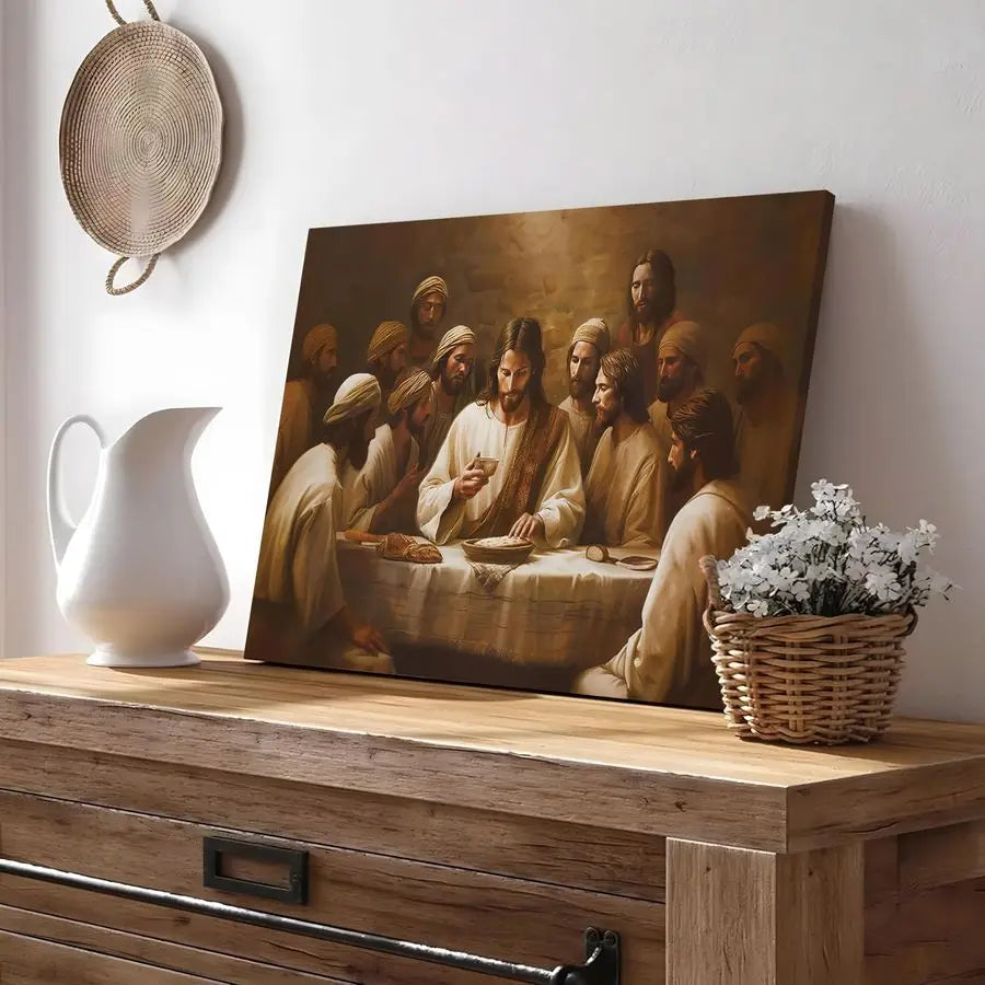 Jesus and the Last Supper Wall Decor Painting, - Christian Poster for Dining Room, Church, Home, Bedroom, and Living room
