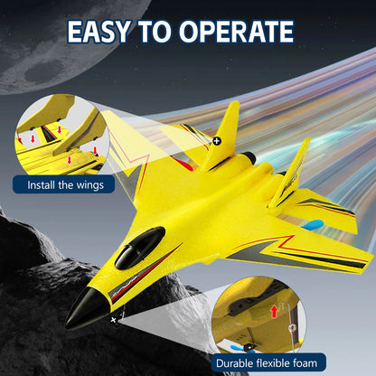 RC Fighter Jet - Fixed-Wing Remote Control Plane with 6-Axis Gyroscope, Lightweight Foam Structure