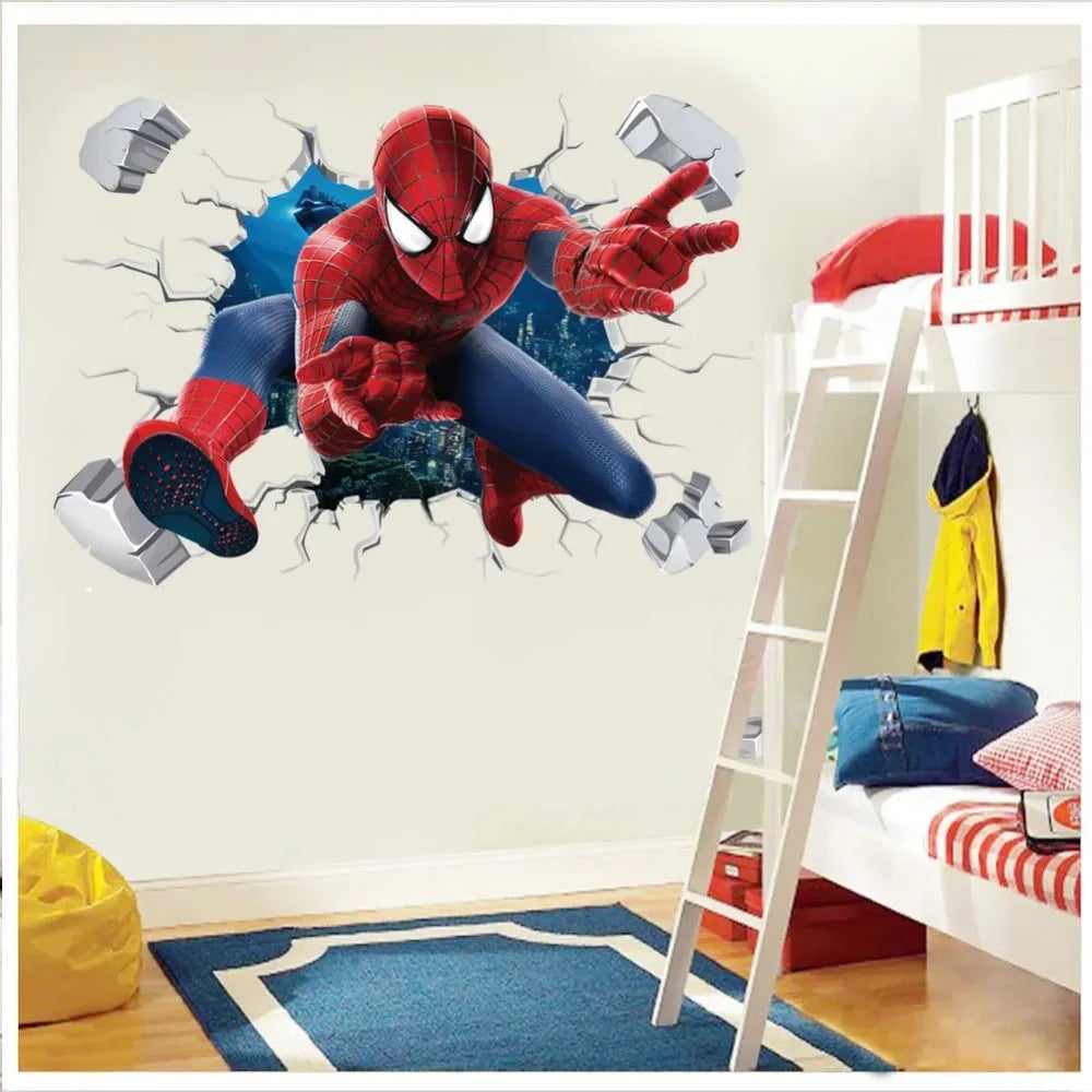Spiderman, Captain America, Hulk Heroes Wall Stickers For Kids Room Cartoon Movie Mural Art Decals