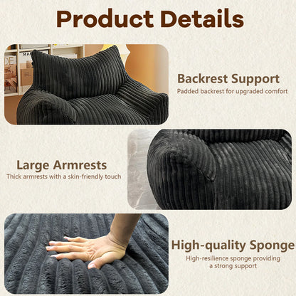 Reading Bean Bag Chairs for Adults, BeanBag Density Foam Couch, Floor Lazy Soft, Comfy Reading Nook